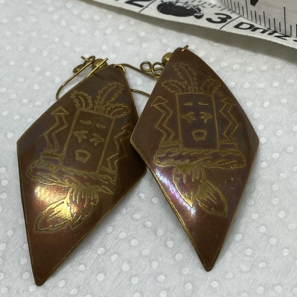 Earrings Hawaiian tiki earrings ki’i gold tone tribal fun - Picture 8 of 8